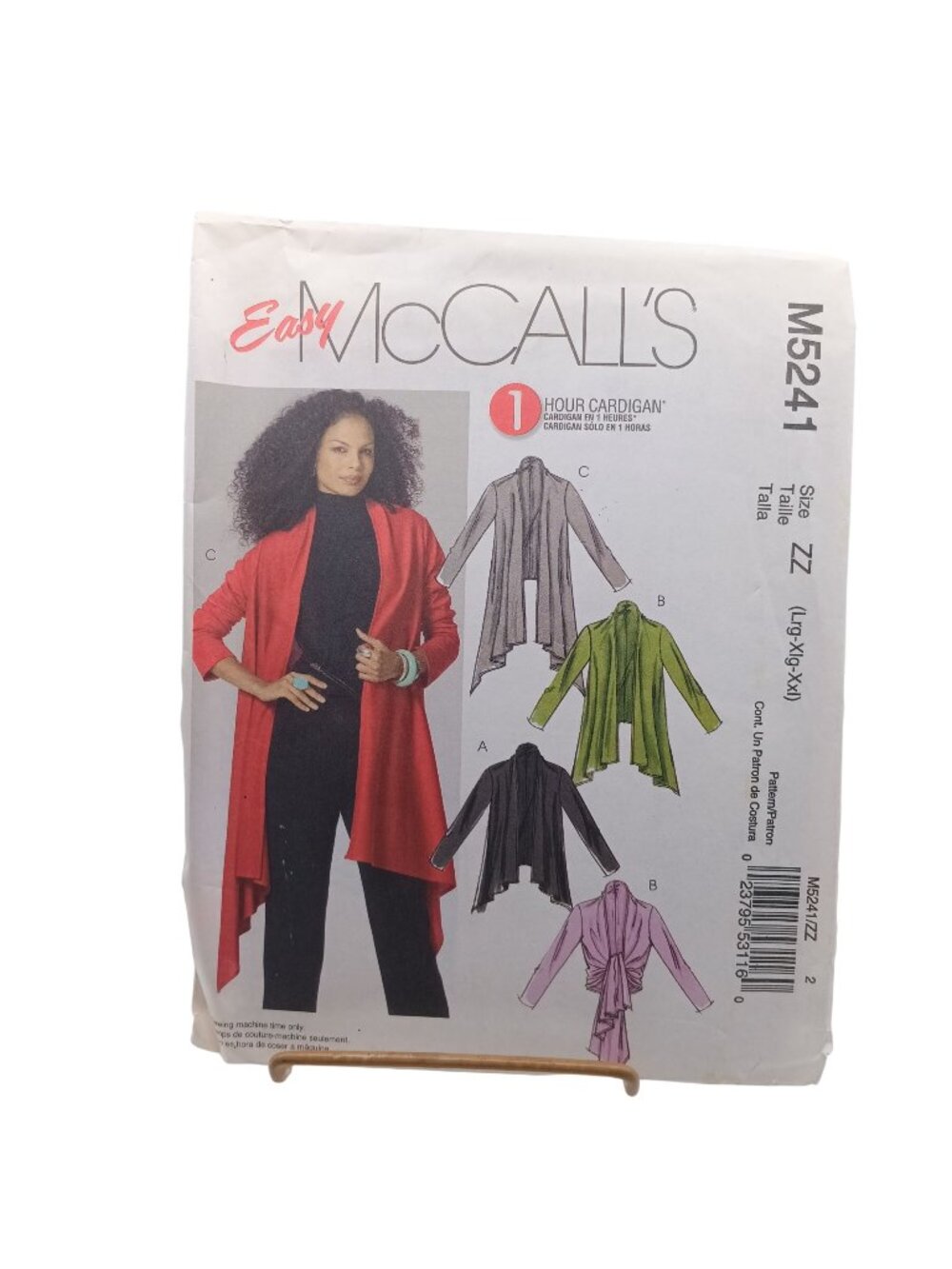 UNCUT Easy McCalls M5241 Sewing Pattern Misses 1-Hour Cardigan Size ZZ Large-XXL